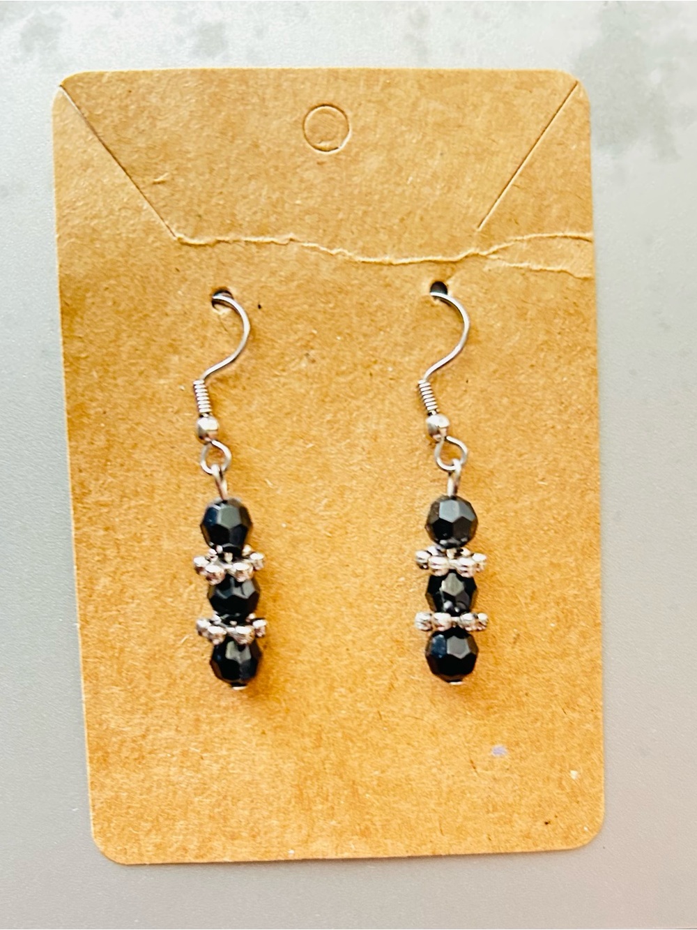 Black Spinel Earrings: Sterling Silver Dangle Drop Earrings